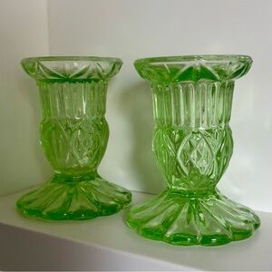 Elegant Green Vintage Candle Holders